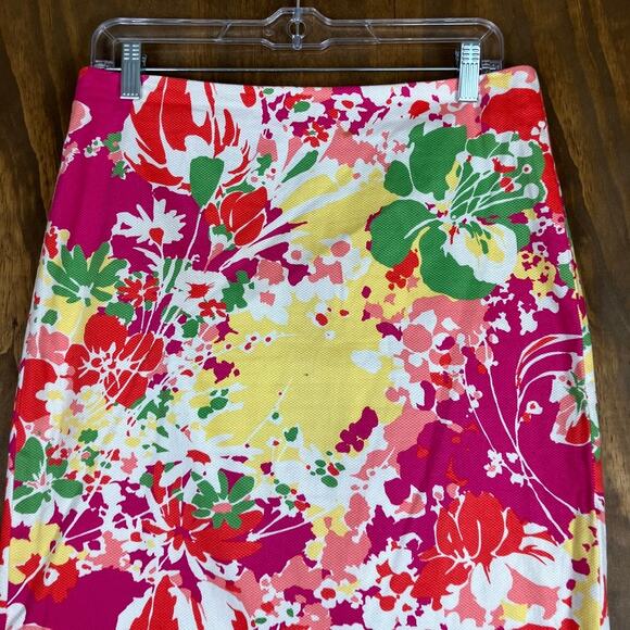 Talbots Womens Skirt Multicolor Floral Pencil Midi Back Zip Stretch 6 - Picture 2 of 10